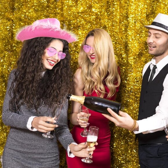Pink Felt Cowboy Hat with Feather Boa and Heart Sunglasses Costume Accessory - Picture 6 of 7